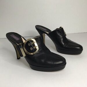 Emilio Pucci Black Mules with Gold Accent Size 40